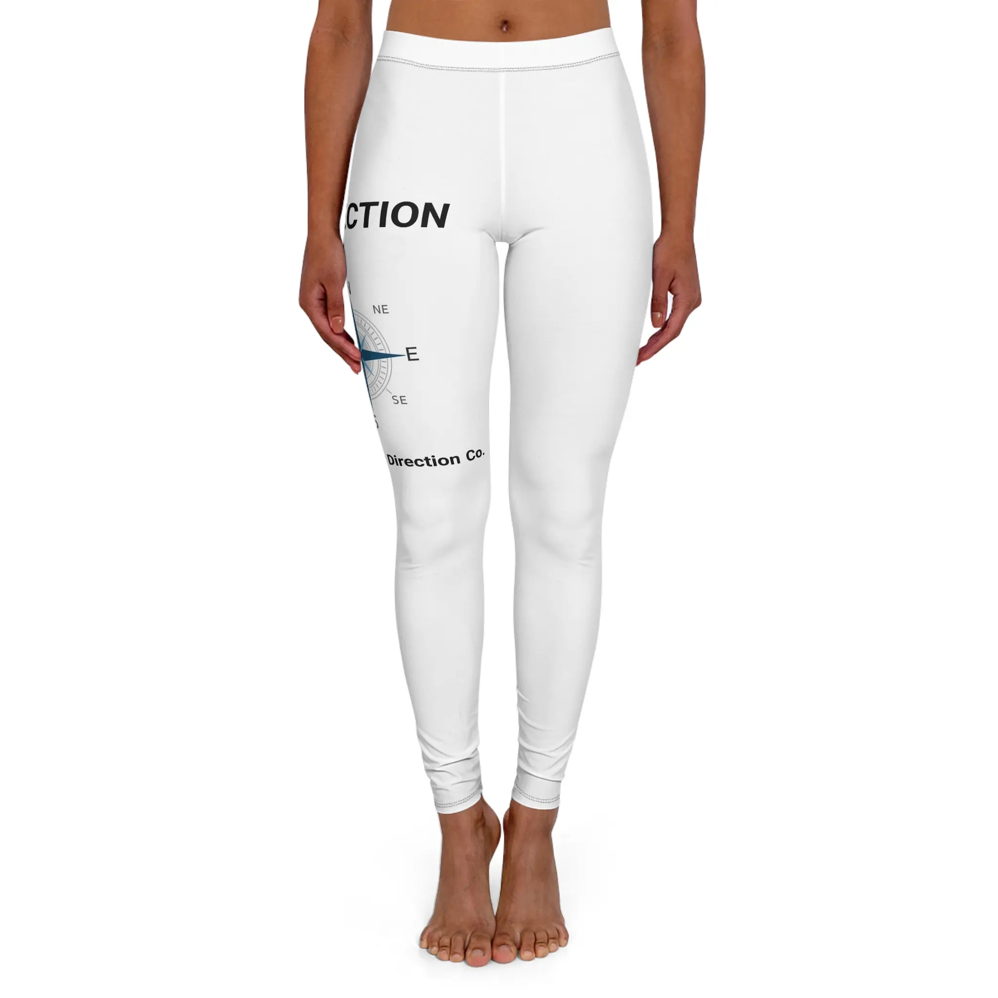 Easy Direction White 'Easy Direction' Graphic Leggings - Women's Casual Spandex Yoga Pants