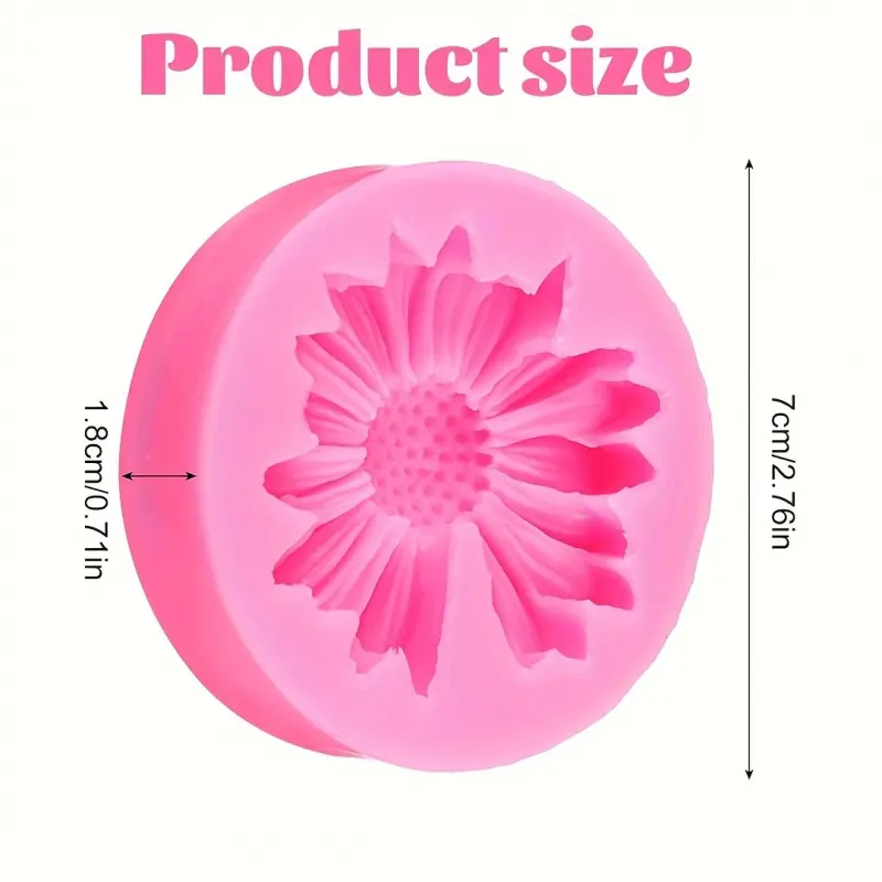8-Piece Daisy Silicone Mold Set, Ideal for Candle Making, 3D Floral Decor, Soap, Wax, Epoxy Resin, Concrete Casting, Clay Crafts