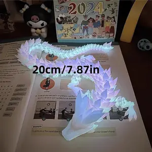 Fun Kids Toy 3D Printed Glow-In-The-Dark Chinese Dragon Crystal Dragon God Craft Ornament Gift Trendy Creative Handmade Car Decoration