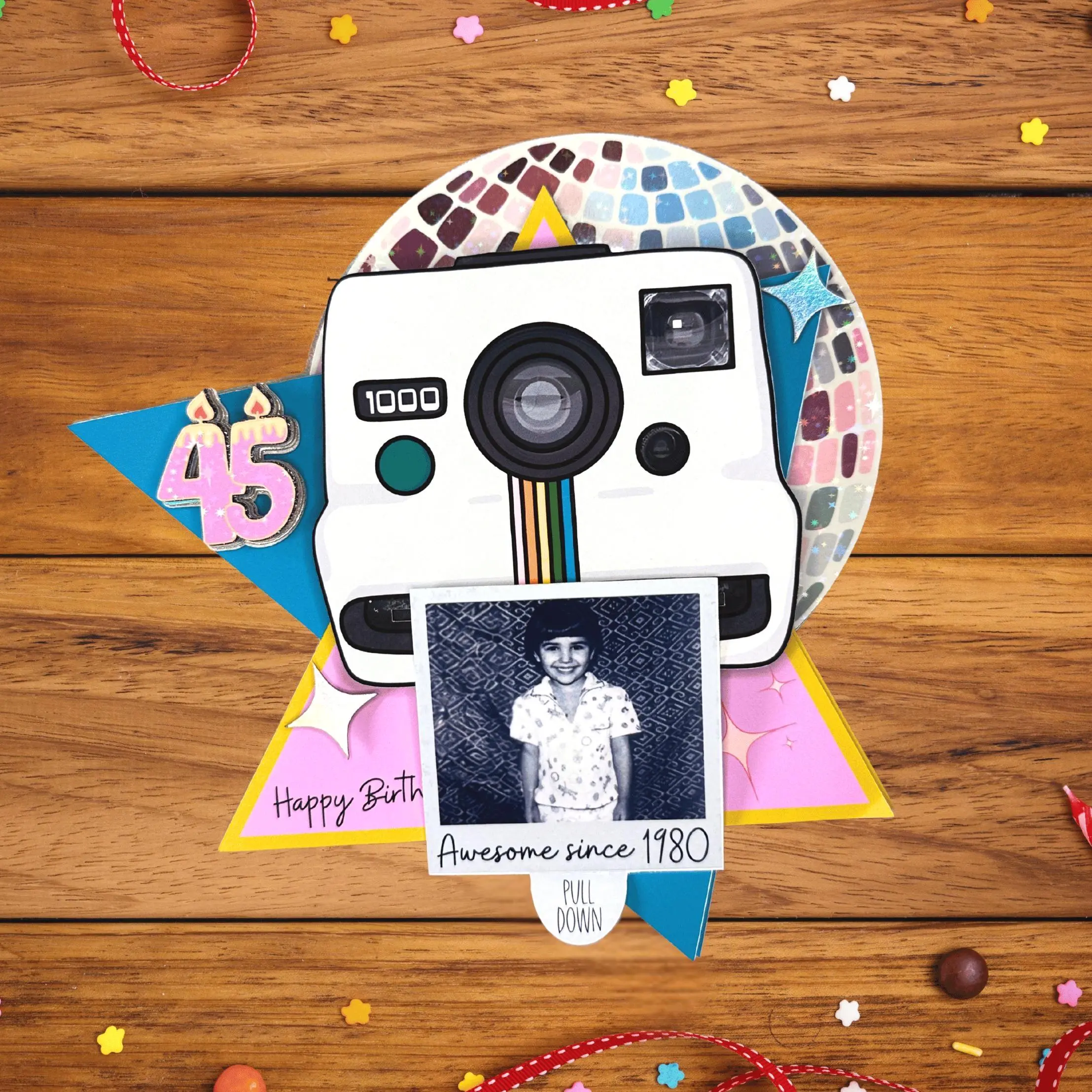 3D Birthday Cake Topper, Vintage Retro Cake Topper, Instant Camera Cake Topper, Retirement Cake Topper Centerpiece, Picture Cake Topper