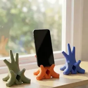 3D-printed mobile phone stand. Accessories for smartphone mounting. Aesthetic Cellphone