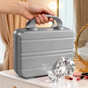 Portable Hard Shell Storage Case with Elastic Band, Mini ABS Travel Hand Luggage