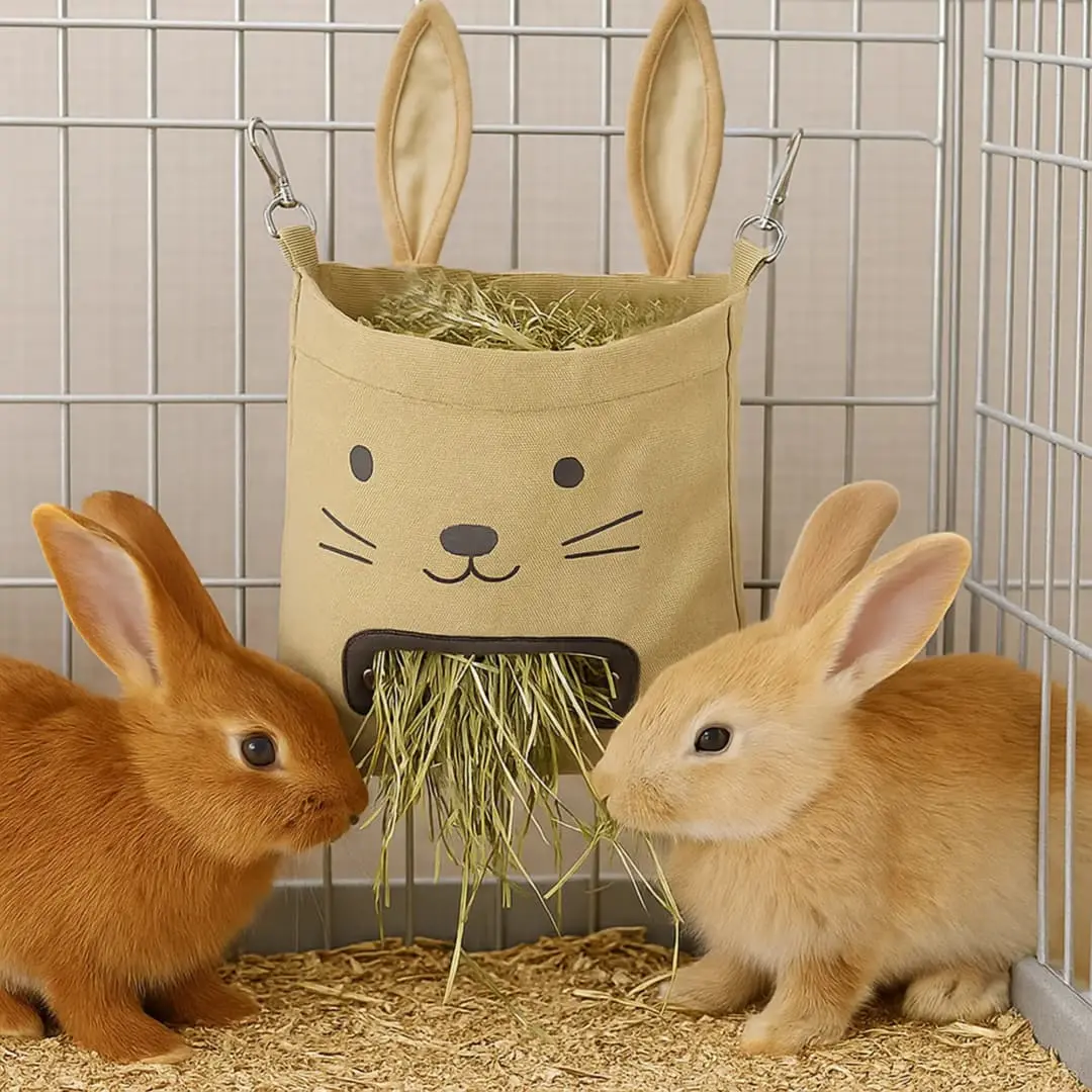 1 piece rabbit hanging hay bag cute rabbit shape feed bag dutch pig hamster feeding bag small pet supplies