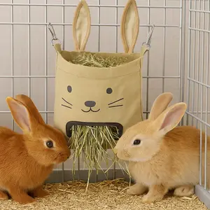 1 piece rabbit hanging hay bag rabbit shape feed bag dutch pig hamster feeding bag small pet supplies