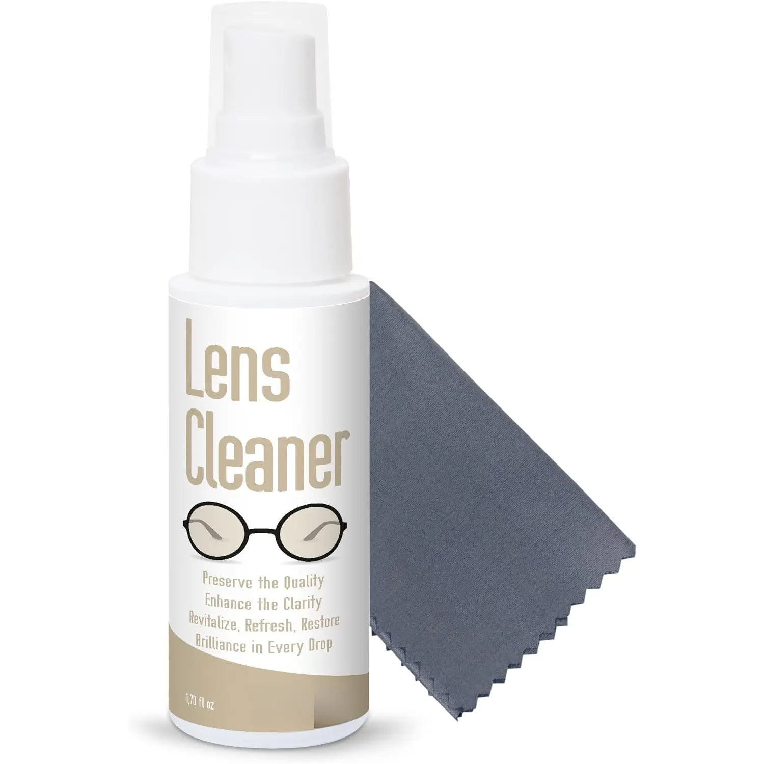 Eyeglass Cleaner Spray with Microfiber Cloth Kit, Lens Cleaner for Eyeglasses, Sunglasses, Camera Lenses &  Screens, Gentle, Odor-Free, Compact 1.7 fl oz Lens Cleaner Spray