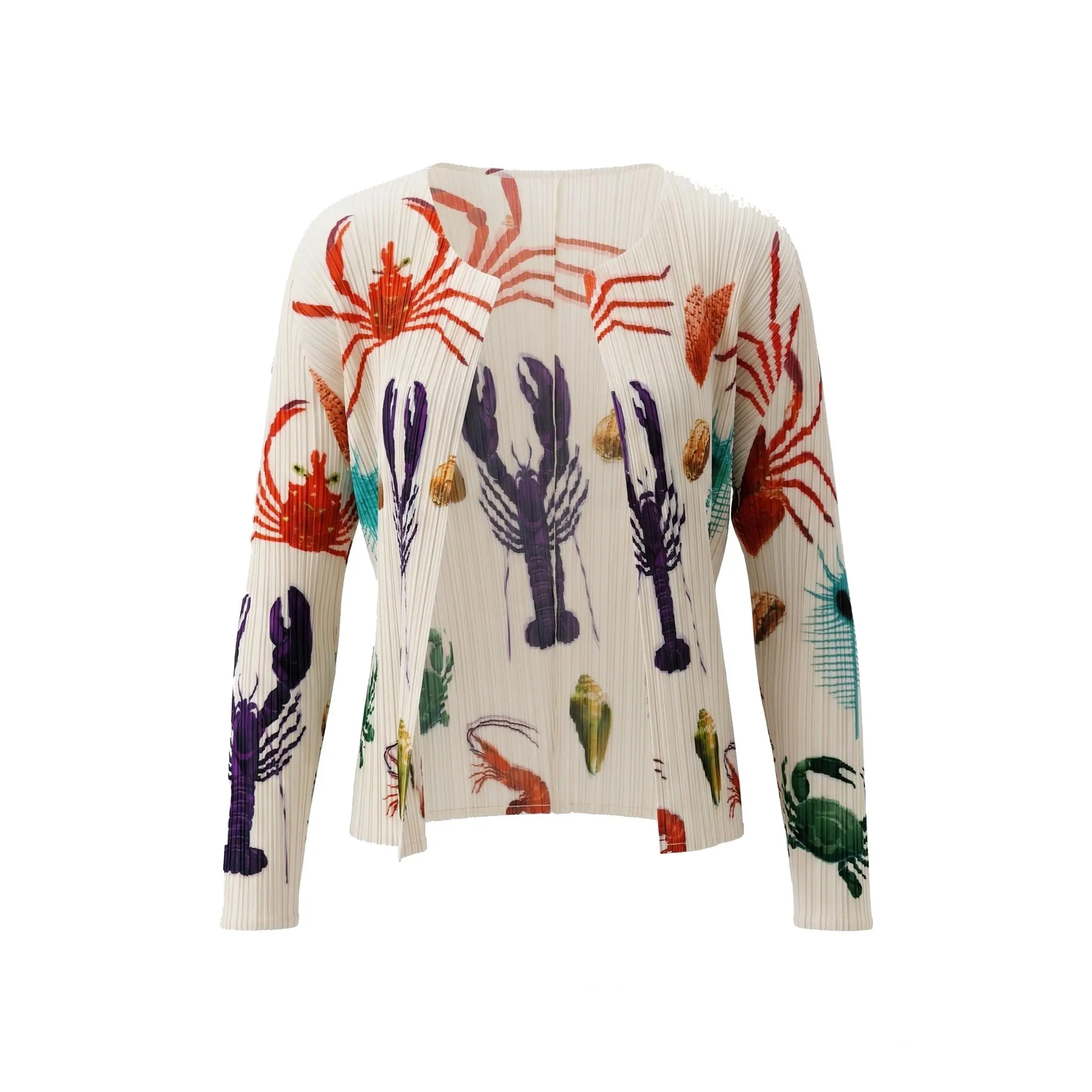 Viviana Sea Serenade Plissé Satin Cardigan