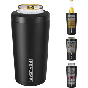 4 in 1 Insulated Slim Can Cooler for 12 OZ Cans and Beer Bottle - Keep 8 Hours Cold, Easy to Hold - Stainless Steel Can Holder, Double Walled Can Insulator for Hard Seltzer and More
