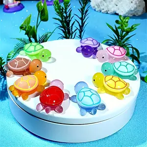 Large Size 25-Piece Magical Glow-In-The-Dark 3D Turtle Decorations, Colorful Semi-Transparent Plastic Ornaments for DIY Crafts, Party Gifts, Classroom Rewards