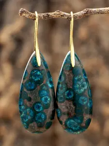 Vintage Imperial Stone Water Drop Earrings, Elegant High-End 18k Gold Plated Natural Stone Dangle Earrings for Women, Tear Drop Earring