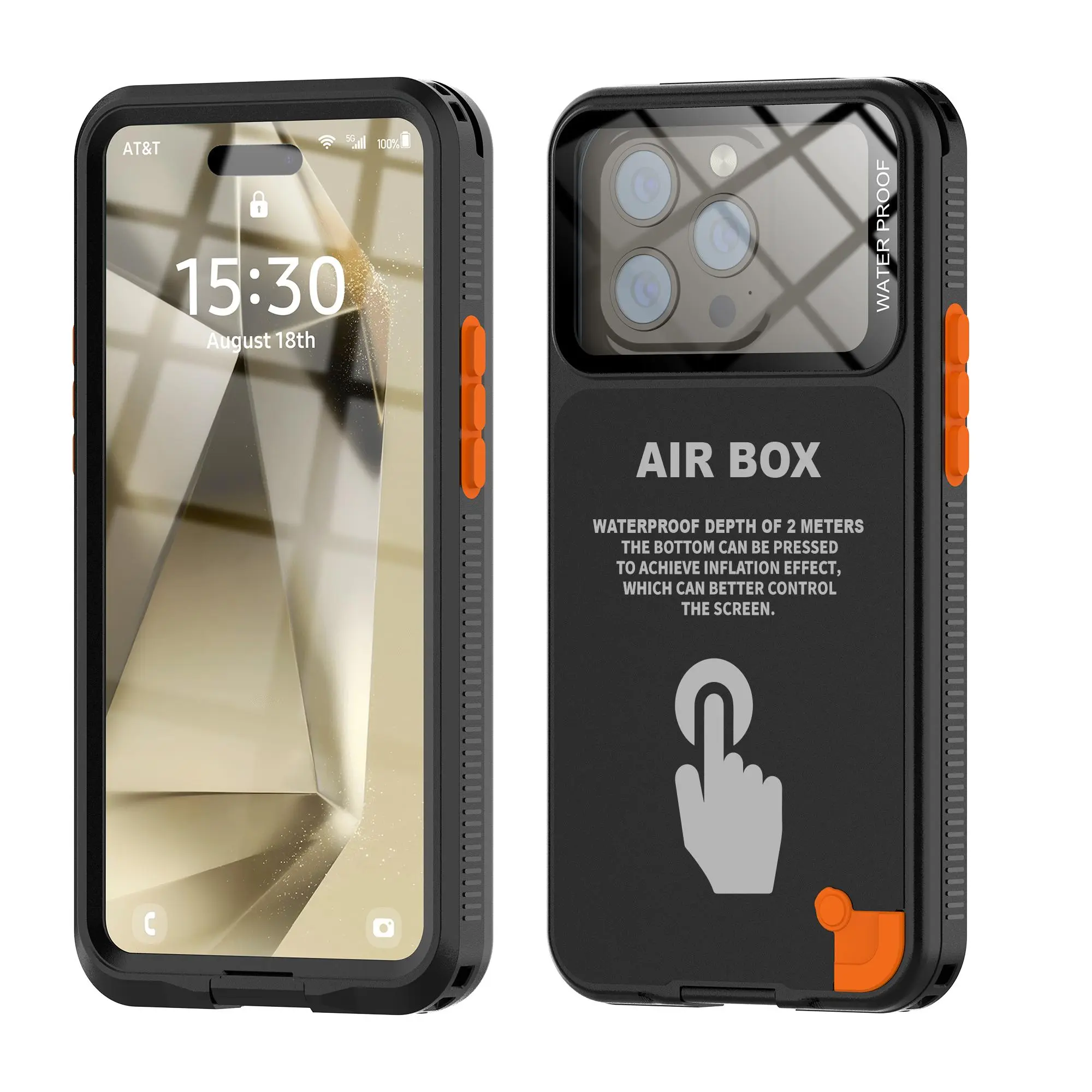 Sbox Fashion Window Pography Underwater Touch Screen Suitable for iPhone 16 Pro 12 13 14 15Max IP68 Waterproof Phone Case