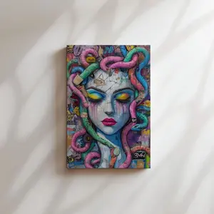 Graffiti Medusa Pop-Art Unframed Poster – Urban Street Art Greek Mythology Print, Bold Neon Goddess Wall Decor, Futuristic Medusa Painting