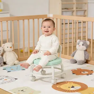 Kids Wheeled Squeaky Growth Chair,  Multi-Function Dining Chair, Home Roller Fun Small Stool, Soft Pad Comfort Safe Durable, Dining Room Living Room Kids' Room, Must-Have for Baby Eating & Playing