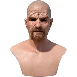Latex Bald Old Man Mask – Wrinkle Face Full Head Halloween Costume
