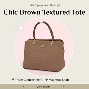 [Memorial Day Picks] Chic, durable textured tote with ample space and smart multi-pockets to organized your phone, AirPods, makeup, and essentials neatly. A secure magnetic clasp and gold accents complete its elegant look