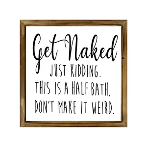 Slogan Pattern Wooden Frame Rustic Design Wall Art Sign, 1 Count Framed Wall Hanging Decorative Plaque, Wall Decor for Home Bathroom, Home Supplies Plaque