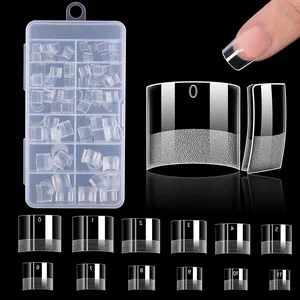 Clear Press on Nail Tips, 240pcs/box Short Square Fake Nails, Pre-shaped Gel Nail Tips for Acrylic Square Nails, False Nails for Nail Extension, Nail Art Kits