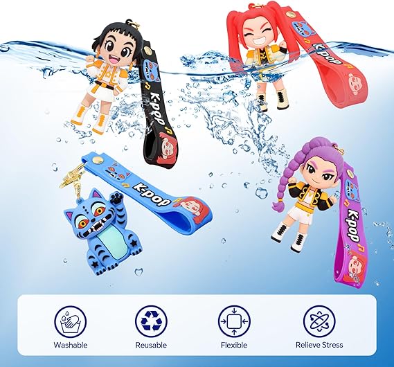 Demon Hunters Keychain Set – Cute Doll Figurine Collectible, Merch for Fans, Bag Charm, Toy & Gift for Anime and K-Pop Demon Hunters Enthusiasts