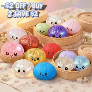 Extra Large Dumpling Squishy Blind Box with Steamer, Soft TPR Steamed Bun Squeeze Toy for Adult Stress Relief, Kawaii Sensory Fidget Desk Decor & Ideal Graduation Gift