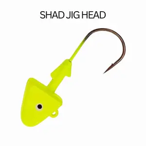 Sanhu Shad Jig Heads 1-1/2oz Chartreuse 20 Pcs with 5/0 Hooks for Soft Plastic Bait Fishing Ideal for Bass Redfish Hydrodynamic Design