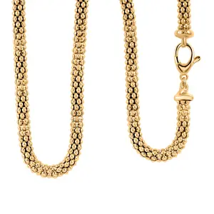 Shop LC Pop Corn Chain Necklace in 14K Yellow Gold Over Sterling Silver 24 Grams 22 Inches