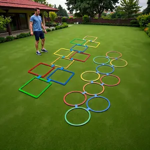 20-Piece bouncing sensory sports set, suitable for multi-person outdoor activities, sports agility ladders and physical exercise equipment, improved quick response agility, grass, backyard activity props, mixed colors