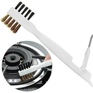 Kitchen Cleaning Scrub Brush - Deep Gas Stove Brass Wire Brushes with Stiff Bristles & Cooktop Scraper, Scrubber for Range Hood  Grime, Rust Cleaner for Pot Pan, Household Cleaning Tools
