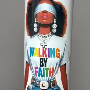 Walking by Faith T-Shirt with Colorful Text and Stylish Accessories for Women