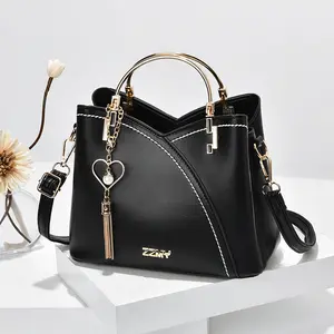 Color Block Handbag Love Tassel Decor Crossbody Bags for Women