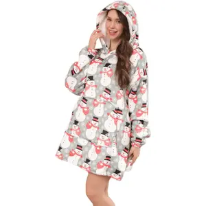 Wearable Blanket Hoodie for Adults, Oversized Sherpa Fleece with Sleeves & Pockets, Soft Hooded Blanket for Men & Women