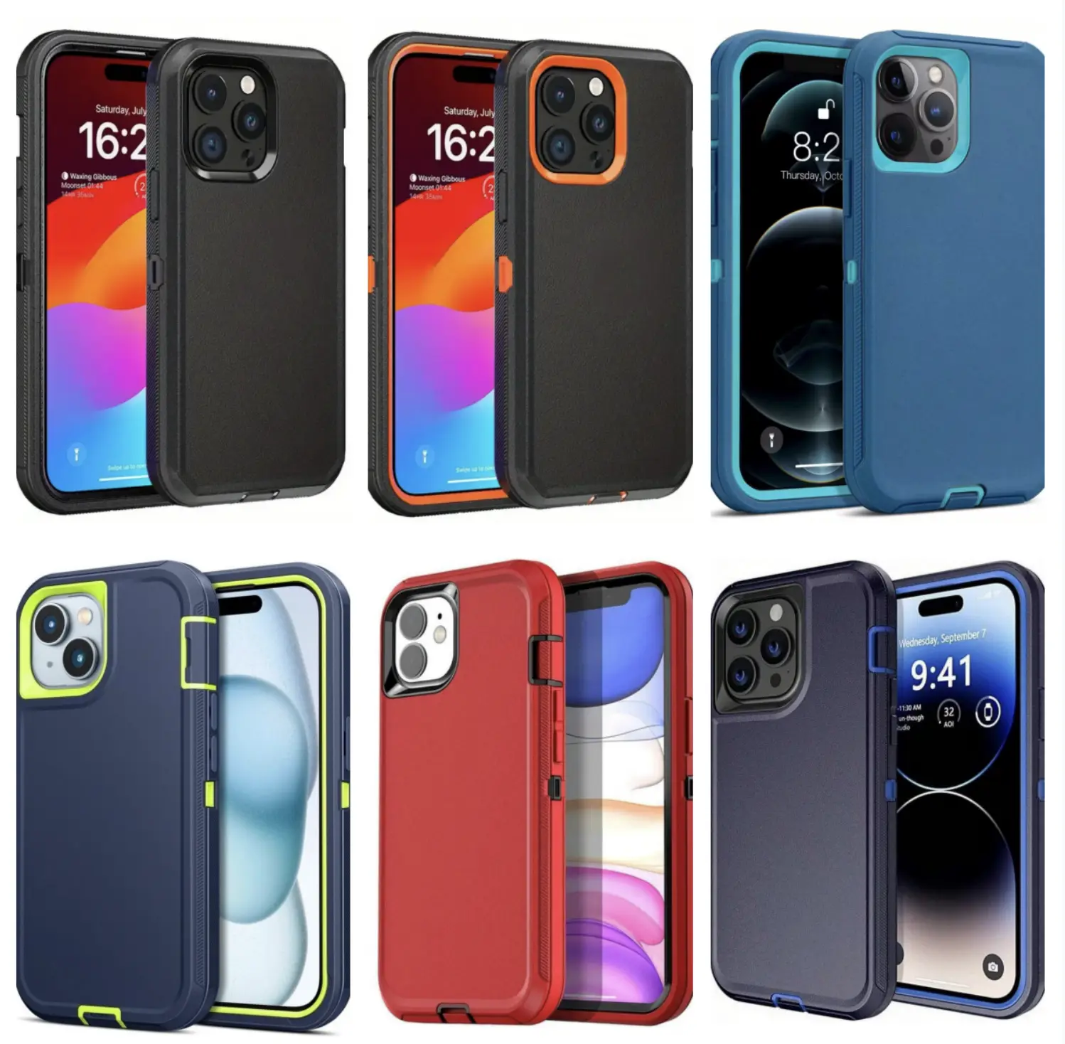 Rugged Defender Phone Case Cover For iPhone 16 / 16E / 15 / 14 / 13 / 12 / 11 / Plus / Pro / Pro Max / Shockproof
