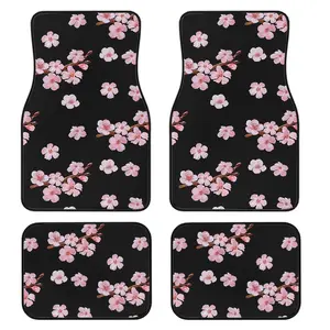 4-Piece Cherry Blossom Car Floor Mats Set, Universal Fit for All Vehicle Types, Stylish Interior Decor, Easy Clean, Best Comfort and Protection, Car Accessories