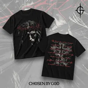 CHOSENBYGOD Crowned In Faith Heavyweight Washed Unisex T-Shirt Christian Faith Bible Jesus Religious Apparel Vintage Washed Tee Streetwear Gym Menswear Direct To Garment Breathable Print