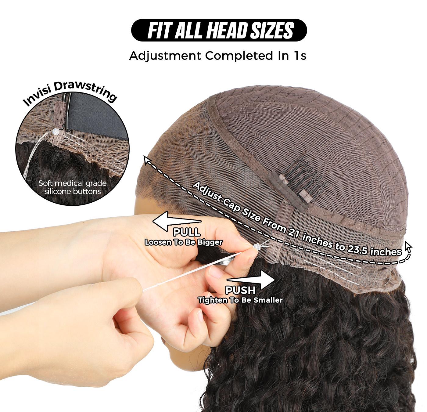 OQ HAIR Invisible Hairline 360 Skin Lace Frontal Kinky Straight Wig Human Hair Pre Cut Lace Pre Bleached Knots Wig With Drawstring Beginner Friendly