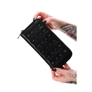 Studded Wallet with Gunmetal Pyramid Studs and Coin Pouch