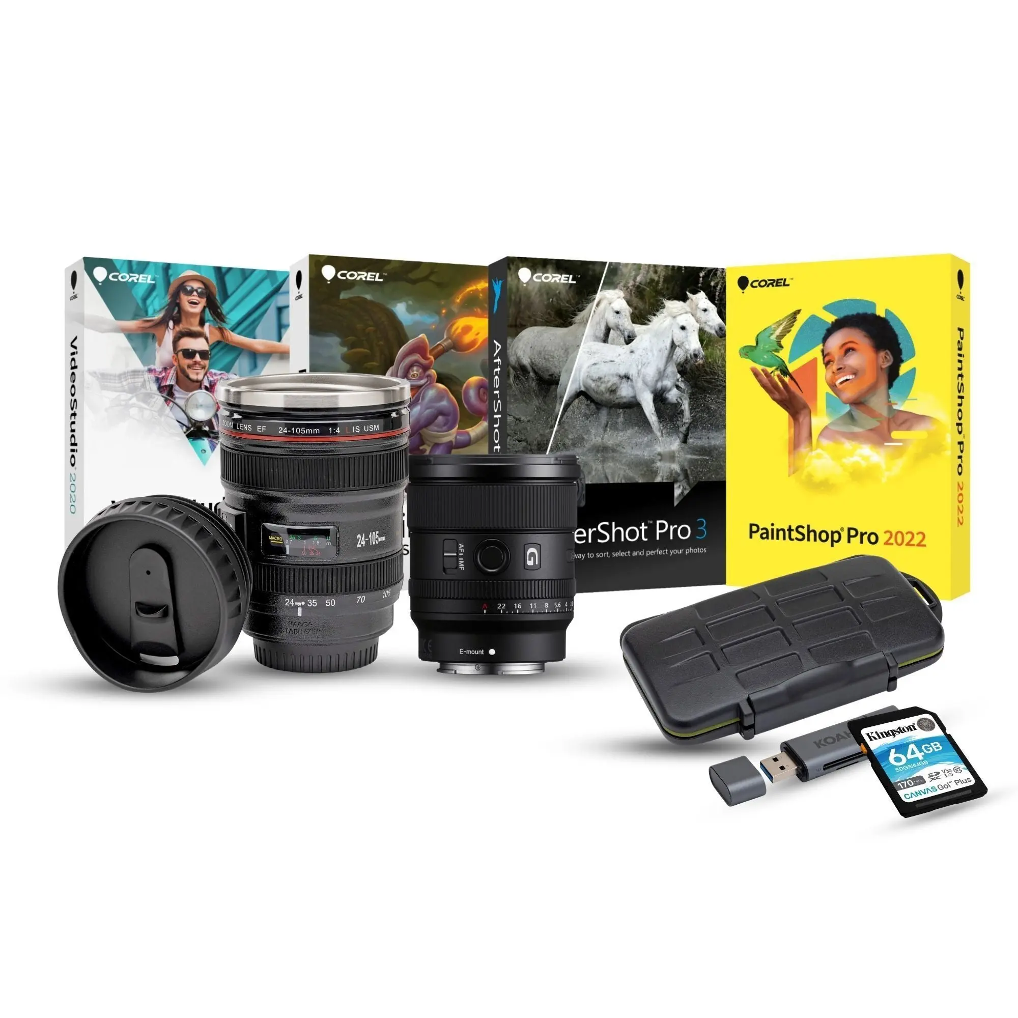 Sony FE 20mm f/1.8 G Full-Frame Ultra-Wide Angle Fast Aperture Camera Lens Bundle with Editing Software Pack, 64GB Memory Card, Digital Camera for Street Use