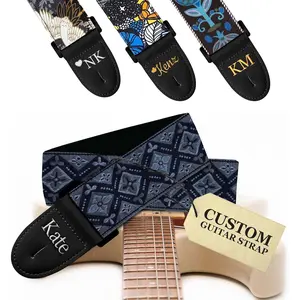 Personalized Guitar Strap Woven Black Regal including - 2 Picks + Locks + Secure Button. Add Your Text and We Make It Especially For You . Get Your Own Custom Guitar Strap, No Shipping Cost!