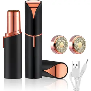 Facial Hair Remover for Women, Device, Remover Women Face, Finishing Touch Upper Lips, Chin & Cheeks, USB Rechargeable with LED LightIncluded Two Replacement Heads (Black)