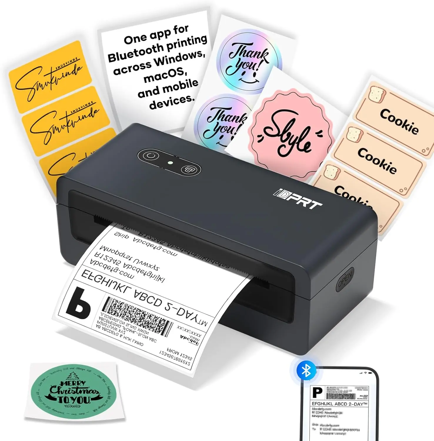 iDPRT Thermal Label Printer, Bluetooth 4x6 Shipping Label Printer | Built for Small Business Shipping, Ink-Free Printing, Compact Design, Mobile & Computer Compatible