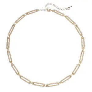 Mix White Paperclip Chain Crystal Necklace for Women Jewelry Birthday Christmas Gifts for Women