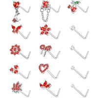 Silver Red Nose Rings