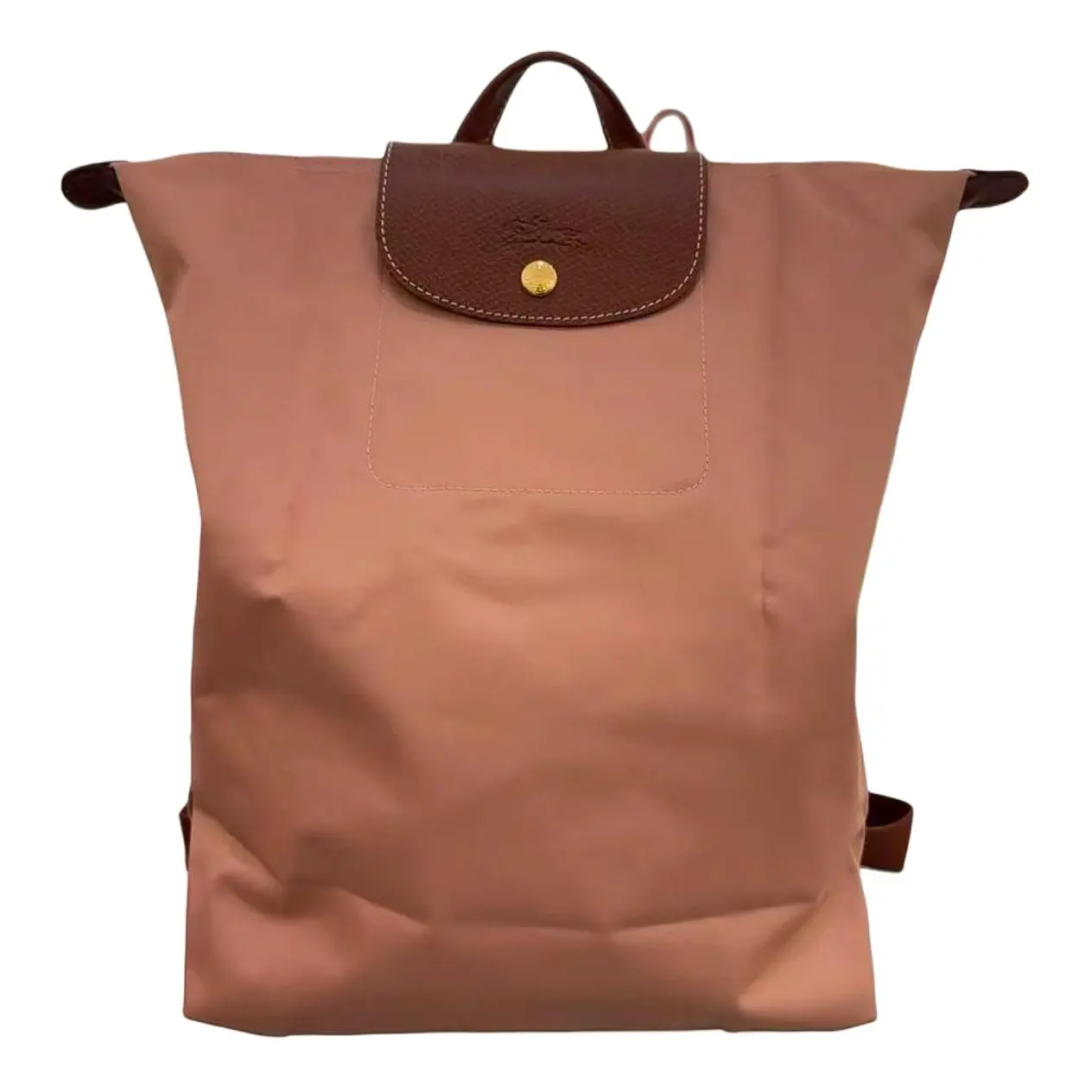 Women's Longchamp Le Pliage Original Nylon Backpack, Adjustable Shoulder Strap, Stylish Daypack, Pink Tea Color