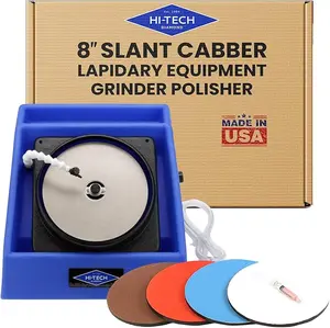 Hi-Tech Diamond Slant Cabber - Cabbing Machine Lapidary Equipment, Stone, Rock Polisher, Grinder, Shaper w/ Variable Speed Motor, Includes Rock Mineral Polishing Lapidary Machine Accessory Kit