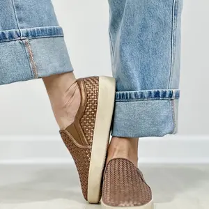 Corky’s I’m Weaving - Bronze Woven Slip-On Sneakers with Comfortable Sole for Everyday Wear