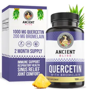 Ancient Bliss Quercetin with Bromelain 1000mg & 200mg per Serving 120 Capsules for Immune Joint Respiratory Health & Well Being Supplement