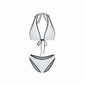 Cider Halter Neck Contrast Binding Cheeky Bikini Set With Beaded Detail SwimWeek