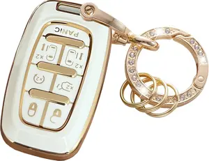 for Chrysler Key Fob Cover Key Protective Key Shell Holder Accessories Fit for Chrysler Pacifica 7 Button for 2017-2024 Touring, Pinnacle, Limited (White)