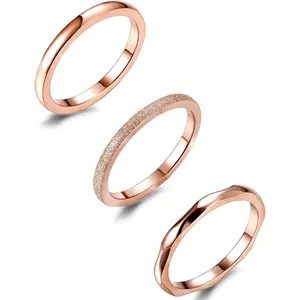 Stainless steel women's stackable eternal ring with engagement and wedding ring set