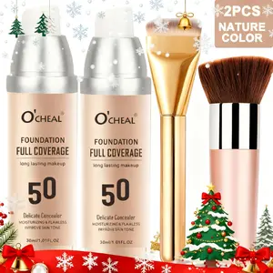 4pcs Perfect Air Cushion Foundation High Coverage Smooth Cream Matte Spray Makeup Set, Suitable for Mature Light Beige Light Beige Natural Color, High End Makeup, Makeup Foundation Full Coverage, Foundation Makeup Set, Cover Up Makeup, High