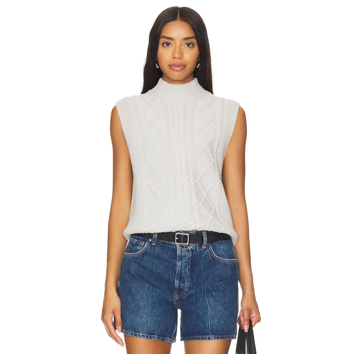 Varley Joilette Roll Neck Vest Top in Caramel Pecan