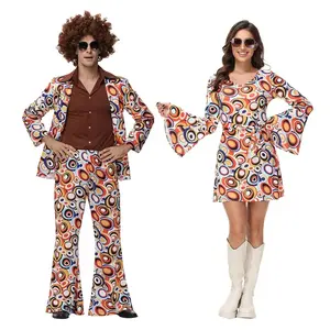 Women's Lightweight Hippie Retro Knit Dress - Women's Clothes, Halloween Costume, Unisex Party Outfit